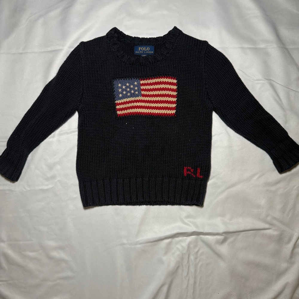 Polo Ralph Lauren Kids Pullover Sweater Toddler 2/2T Navy Flag Design